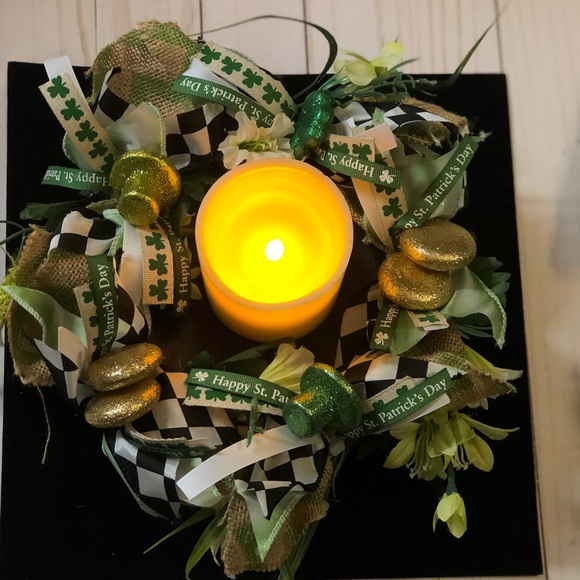 St Patty’s Candle Hugger or mini wreath - Picture 3 of 6